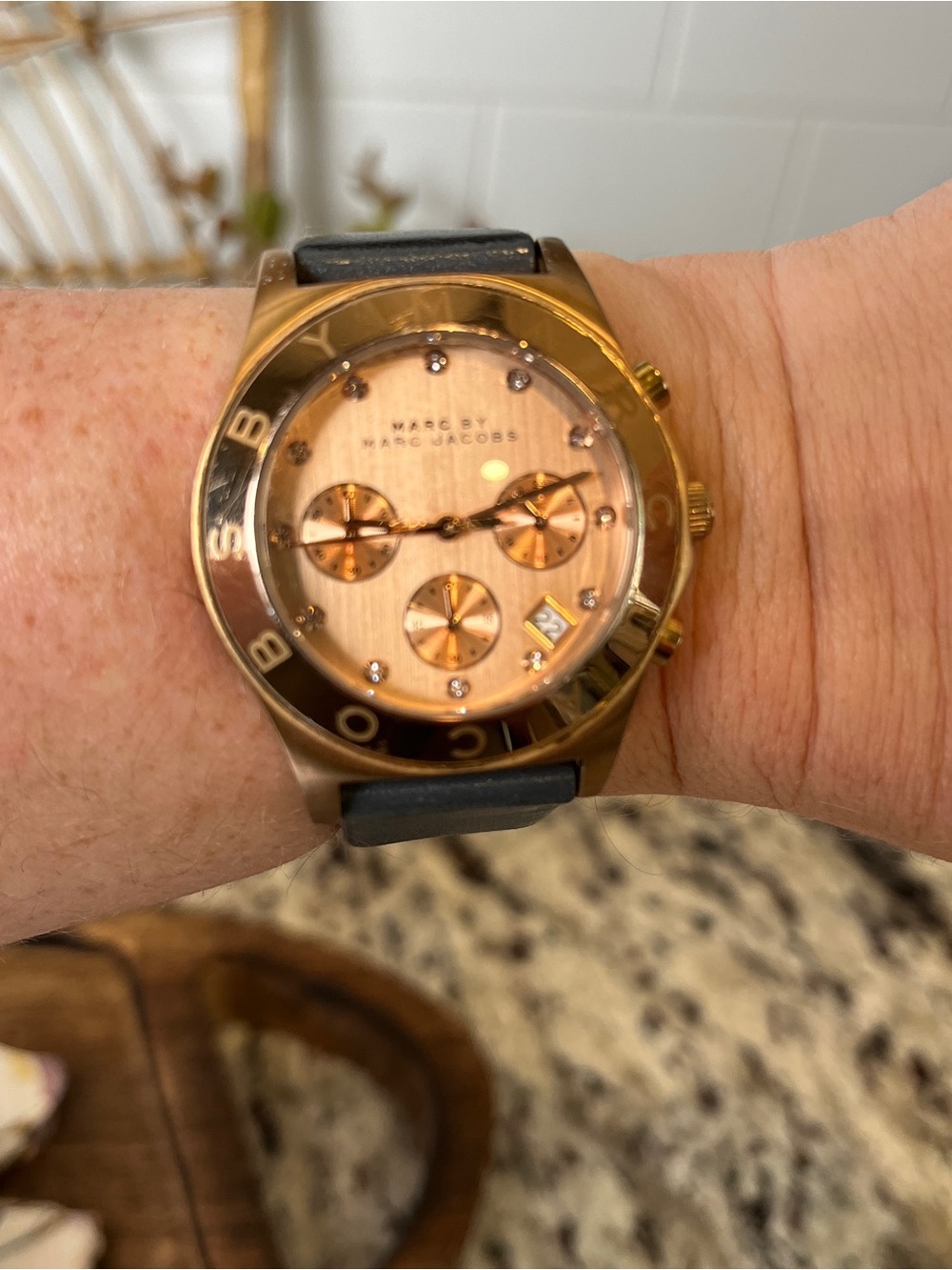 Marc Jacobs Rose Gold-Tone Watch with Black Leather Strap - Picture 8 of 9